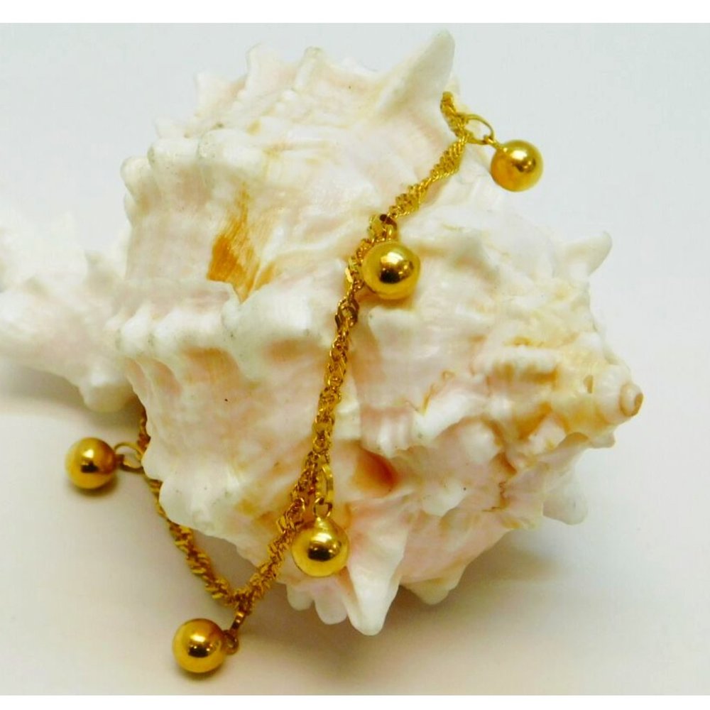 Vintage 21K Yellow Gold Beaded Station Bracelet 3.5g. Vintage 21K